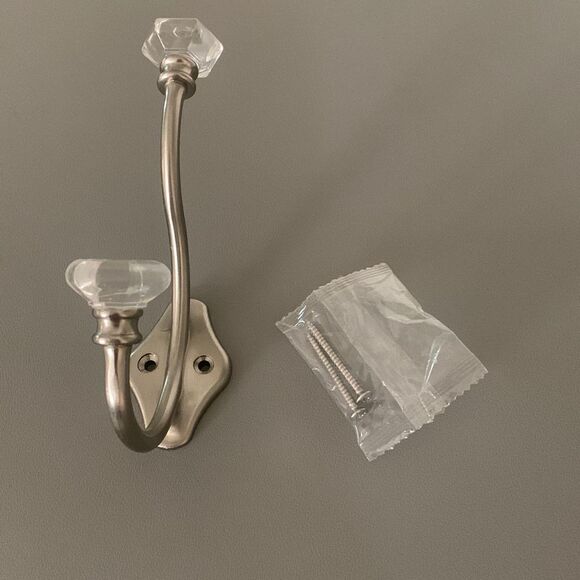 Crystal Look Tipped Silver Robe Hook - Picture 2 of 3
